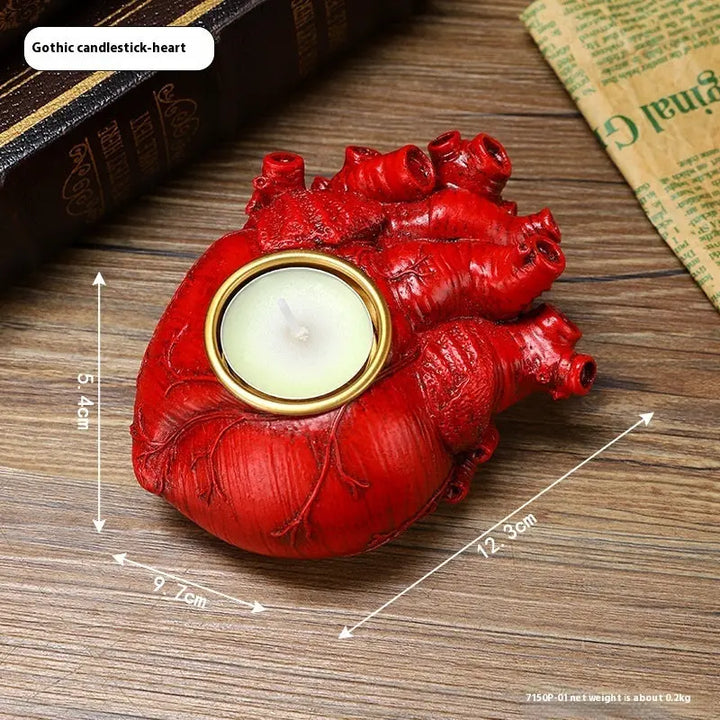 Gothic Candle Holders – Creepy Heart, Brain & Spine Designs – Unique Votive Candle Holders for Halloween Decor 1