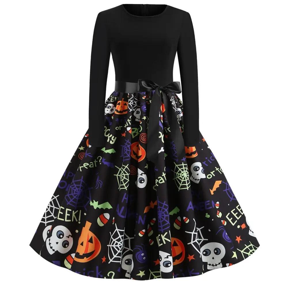 Liora - Gothic Cartoon Long Sleeve Women's Dress With Comfortable Fit For Halloween And Themed Parties 11