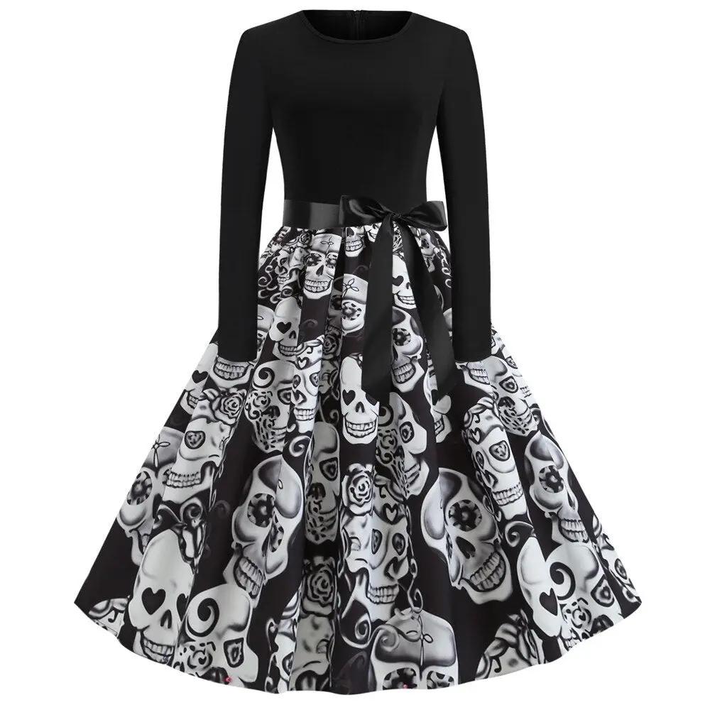 Liora - Gothic Cartoon Long Sleeve Women's Dress With Comfortable Fit For Halloween And Themed Parties 12