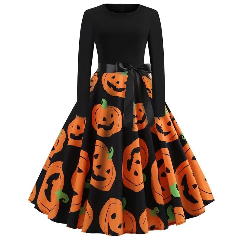 Liora - Gothic Cartoon Long Sleeve Women's Dress With Comfortable Fit For Halloween And Themed Parties 13