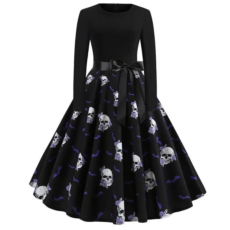 Liora - Gothic Cartoon Long Sleeve Women's Dress With Comfortable Fit For Halloween And Themed Parties 10