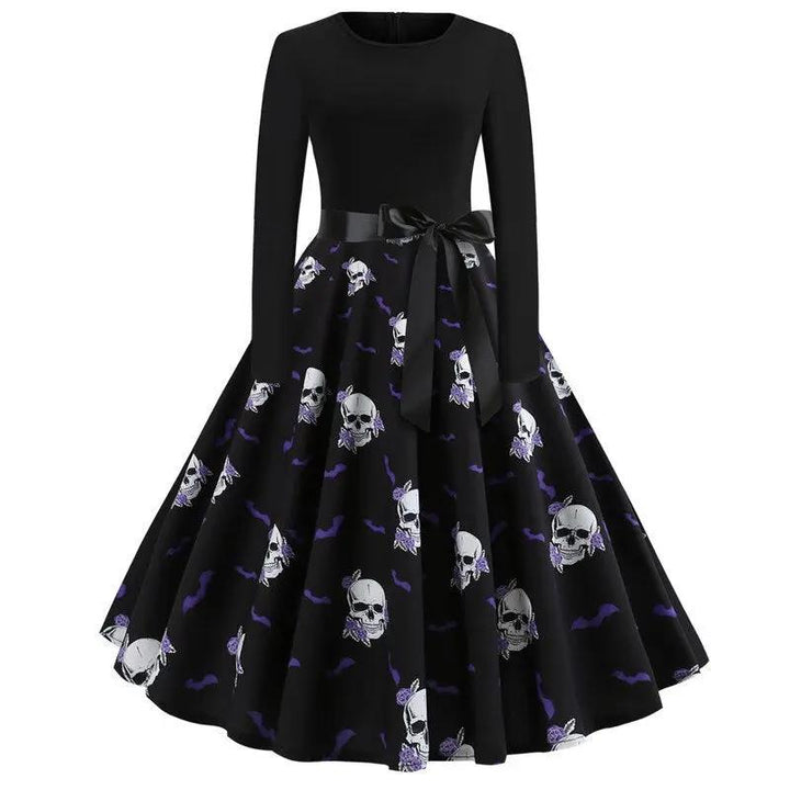 Liora - Gothic Cartoon Long Sleeve Women's Dress With Comfortable Fit For Halloween And Themed Parties 10