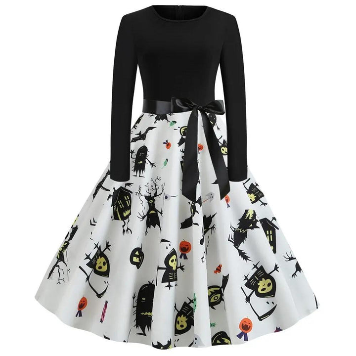 Liora - Gothic Cartoon Long Sleeve Women's Dress With Comfortable Fit For Halloween And Themed Parties 1