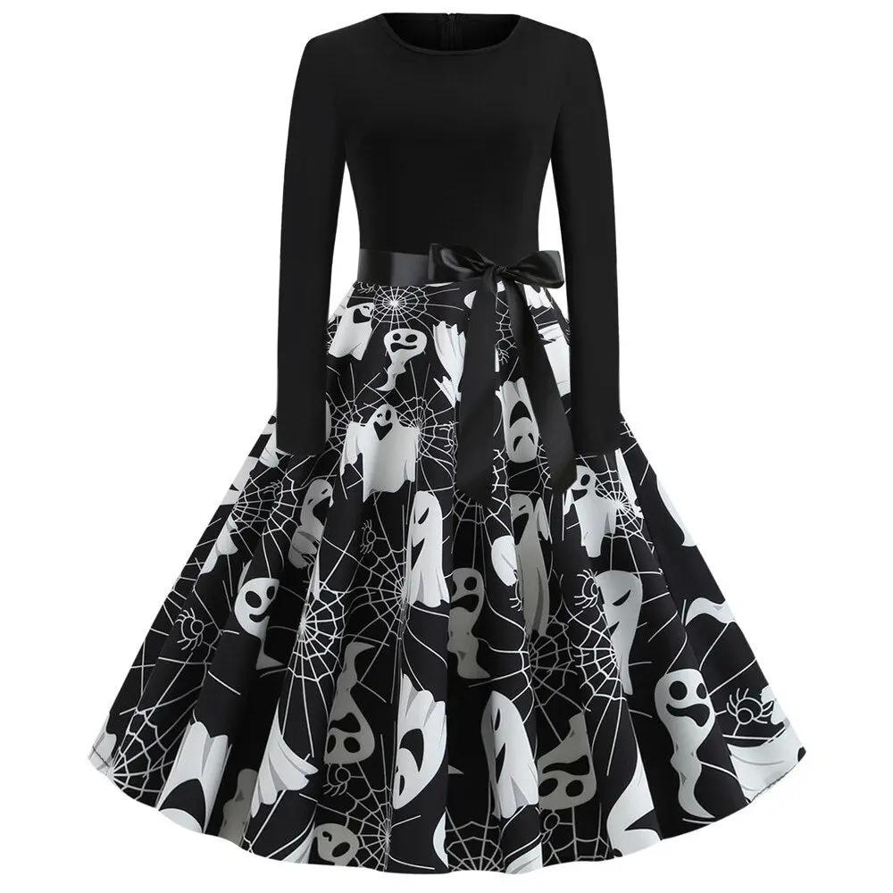 Liora - Gothic Cartoon Long Sleeve Women's Dress With Comfortable Fit For Halloween And Themed Parties 2