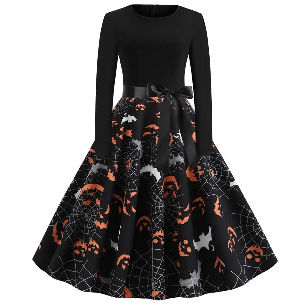 Liora - Gothic Cartoon Long Sleeve Women's Dress With Comfortable Fit For Halloween And Themed Parties 3