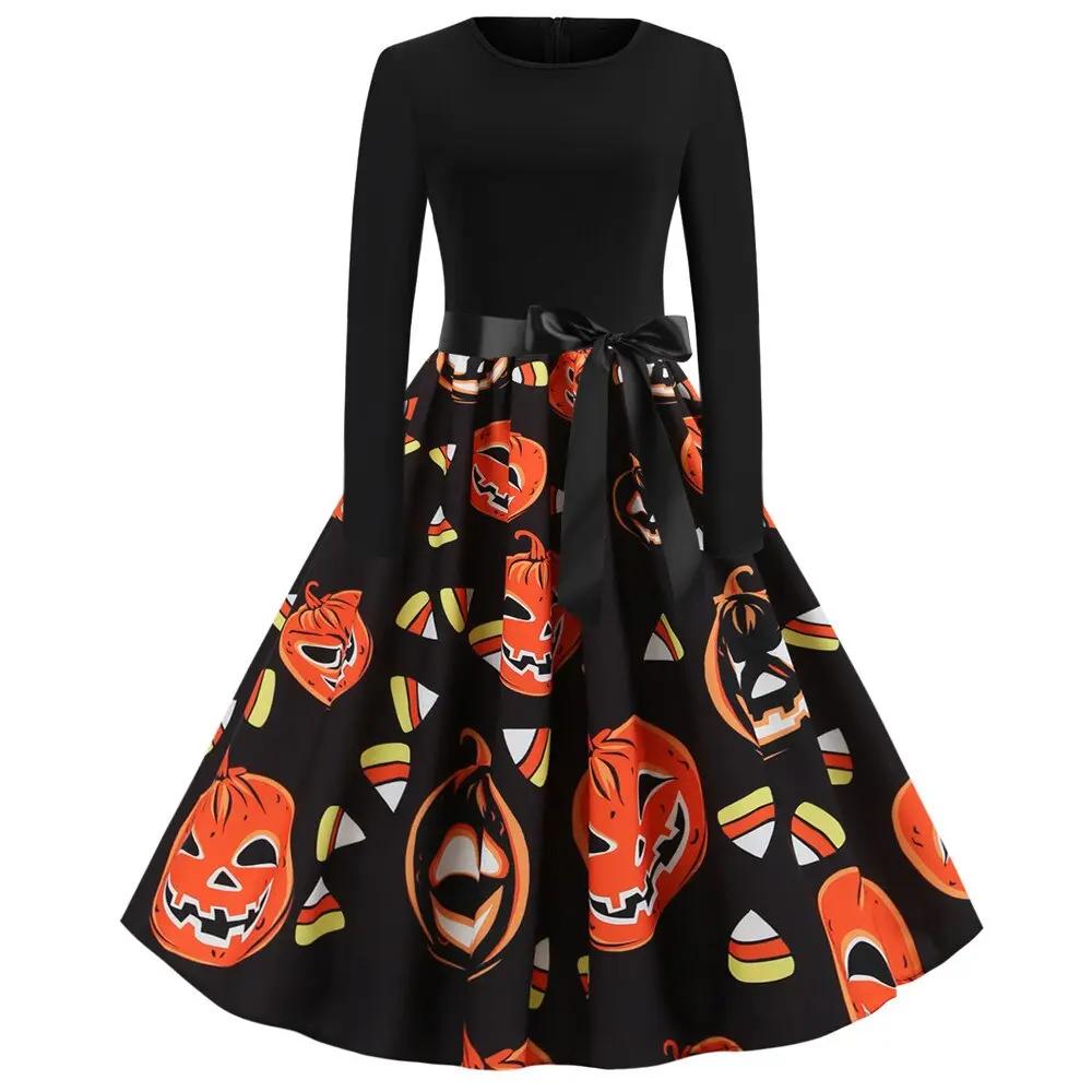 Liora - Gothic Cartoon Long Sleeve Women's Dress With Comfortable Fit For Halloween And Themed Parties 8