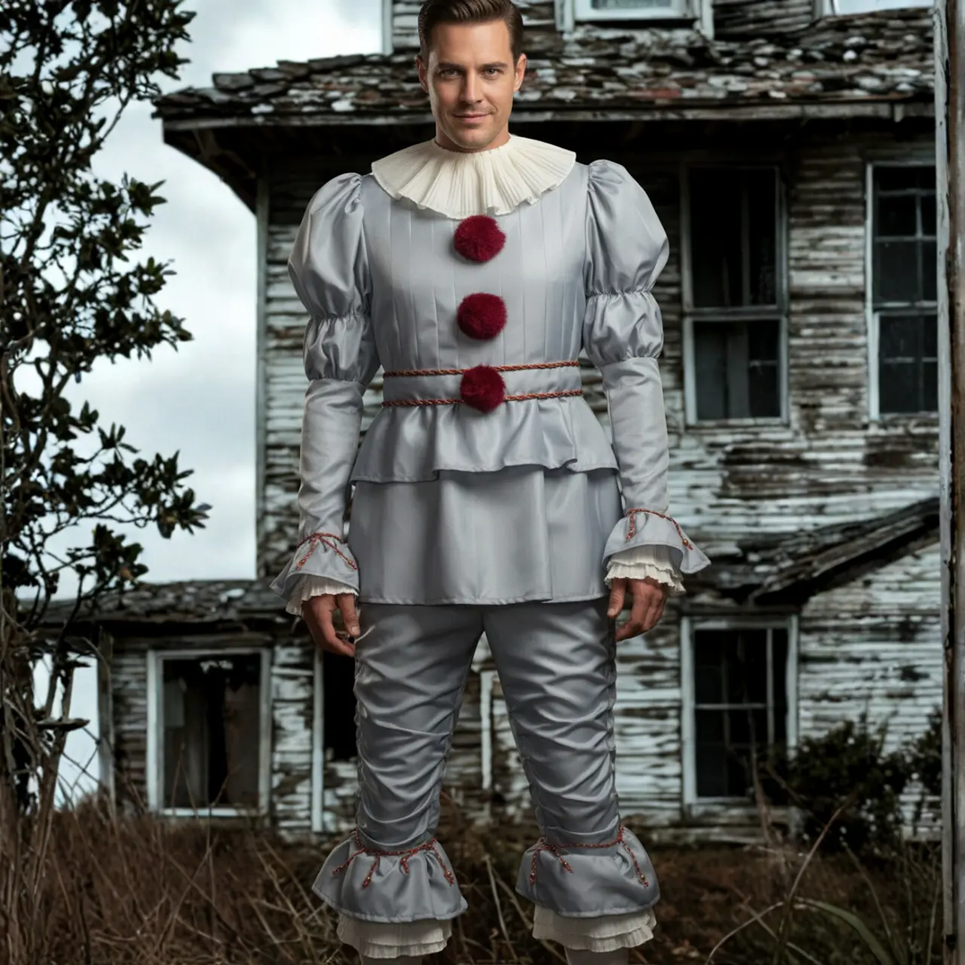 MunaWear - Costumes - Creepy Halloween Clown Costume for Adults – Scary PennyWise Outfit – Perfect for Parties -