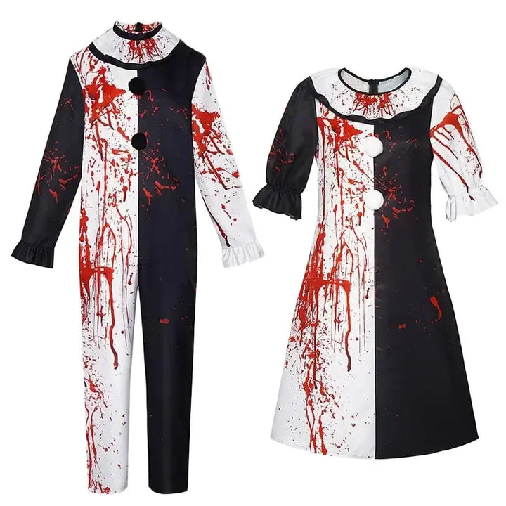 Halloween Art The Clown Cosplay Costume – Spooky Jumpsuit & Dress with Mask for Men & Women 0