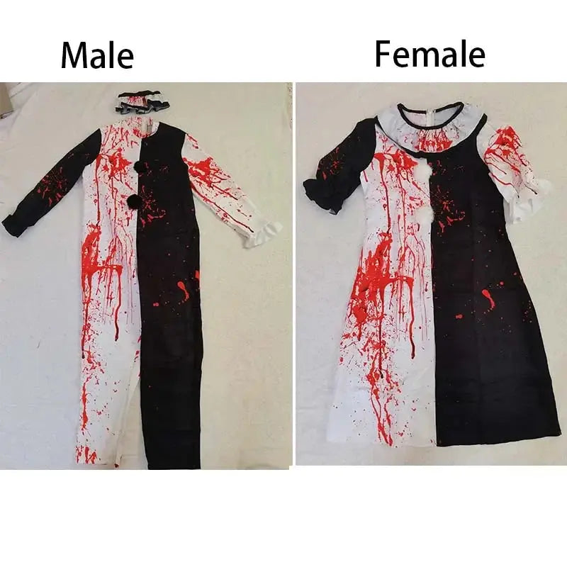 Halloween Art The Clown Cosplay Costume – Spooky Jumpsuit & Dress with Mask for Men & Women 1