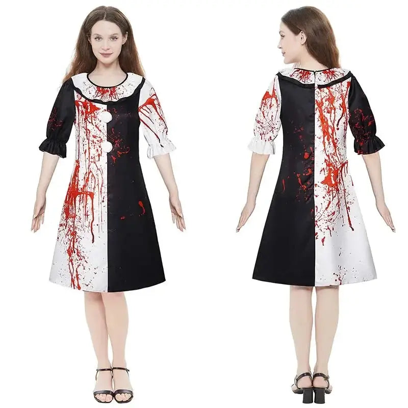 Halloween Art The Clown Cosplay Costume – Spooky Jumpsuit & Dress with Mask for Men & Women 4