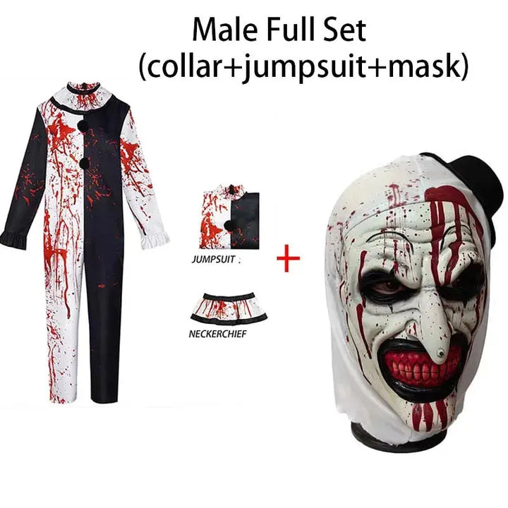 Halloween Art The Clown Cosplay Costume – Spooky Jumpsuit & Dress with Mask for Men & Women 6