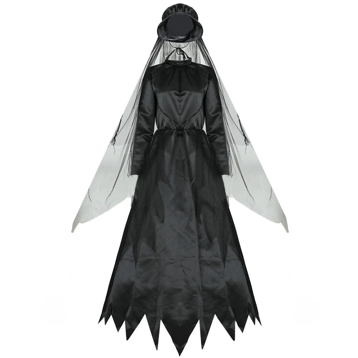 Ghost Bride Costume for Women – Elegant Black Dress with Veil, Sizes M-2XL – Perfect for Halloween Parties and Spooky Events 5