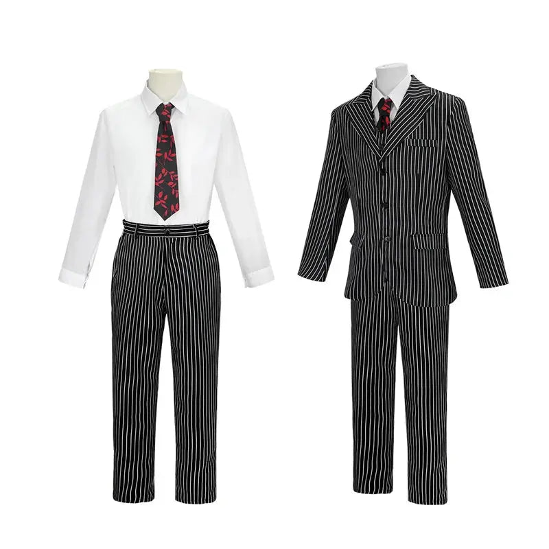 Halloween Gomez Addams Costume – Striped Blazer, Pants, Vest & Tie Set for Men – Perfect for Spooky Parties 4