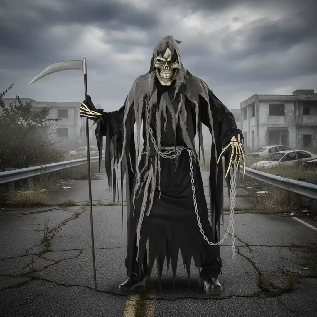 MunaWear - Costumes - Halloween Grim Reaper Costume – Creepy Sensenmann Outfit for Men – Perfect for Parties -