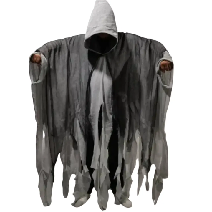 MunaWear - Costumes - Halloween Horror Monk Costume – Unisex Creepy Hooded Robe for Adults - Gray / One size