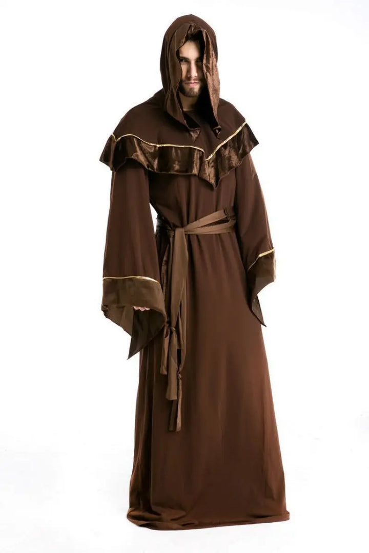 Men's Halloween Costume - Mysterious Hooded Monk Cloak for Spooky Parties and Themed Events 1