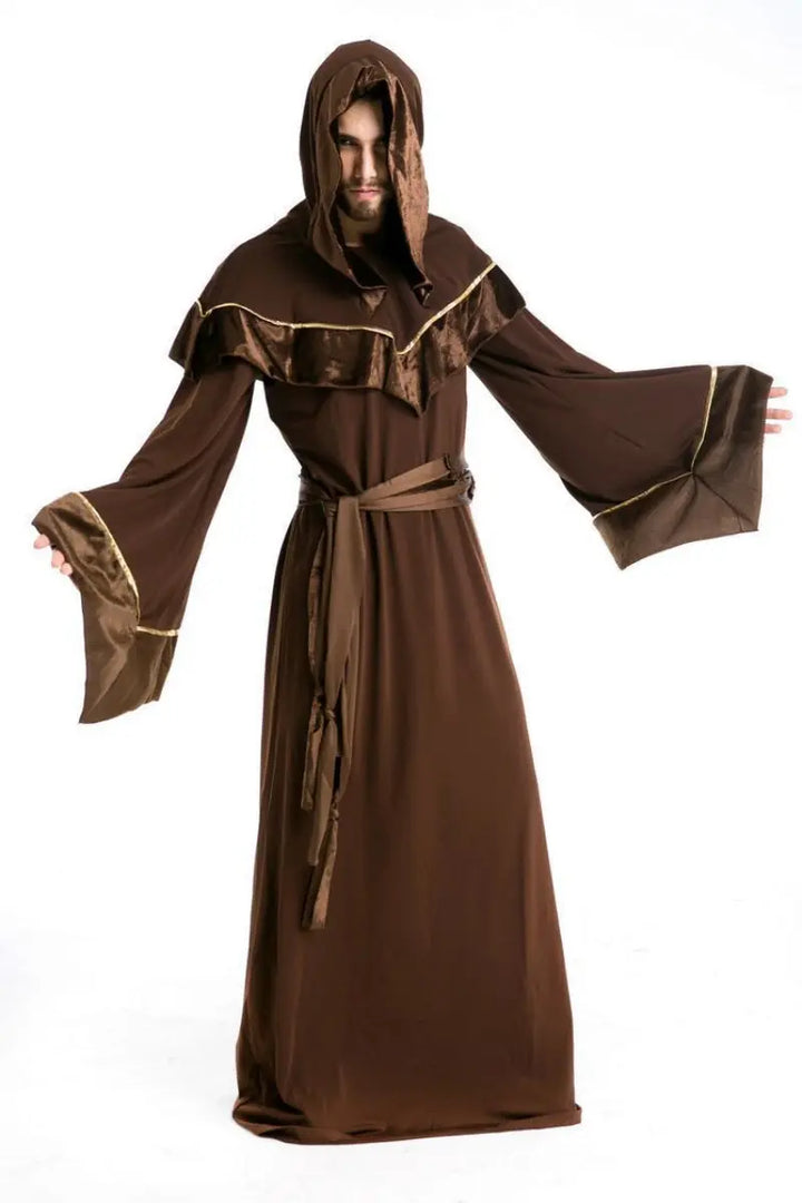 Men's Halloween Costume - Mysterious Hooded Monk Cloak for Spooky Parties and Themed Events 3