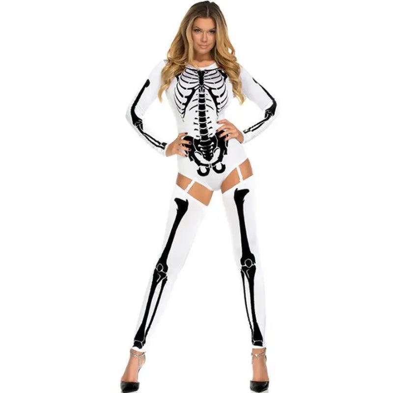 Sexy Women's Skeleton Costume - Full Body Suit for Halloween Parties and Carnivals 2