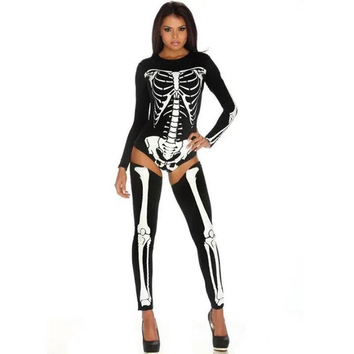 Sexy Women's Skeleton Costume - Full Body Suit for Halloween Parties and Carnivals 5