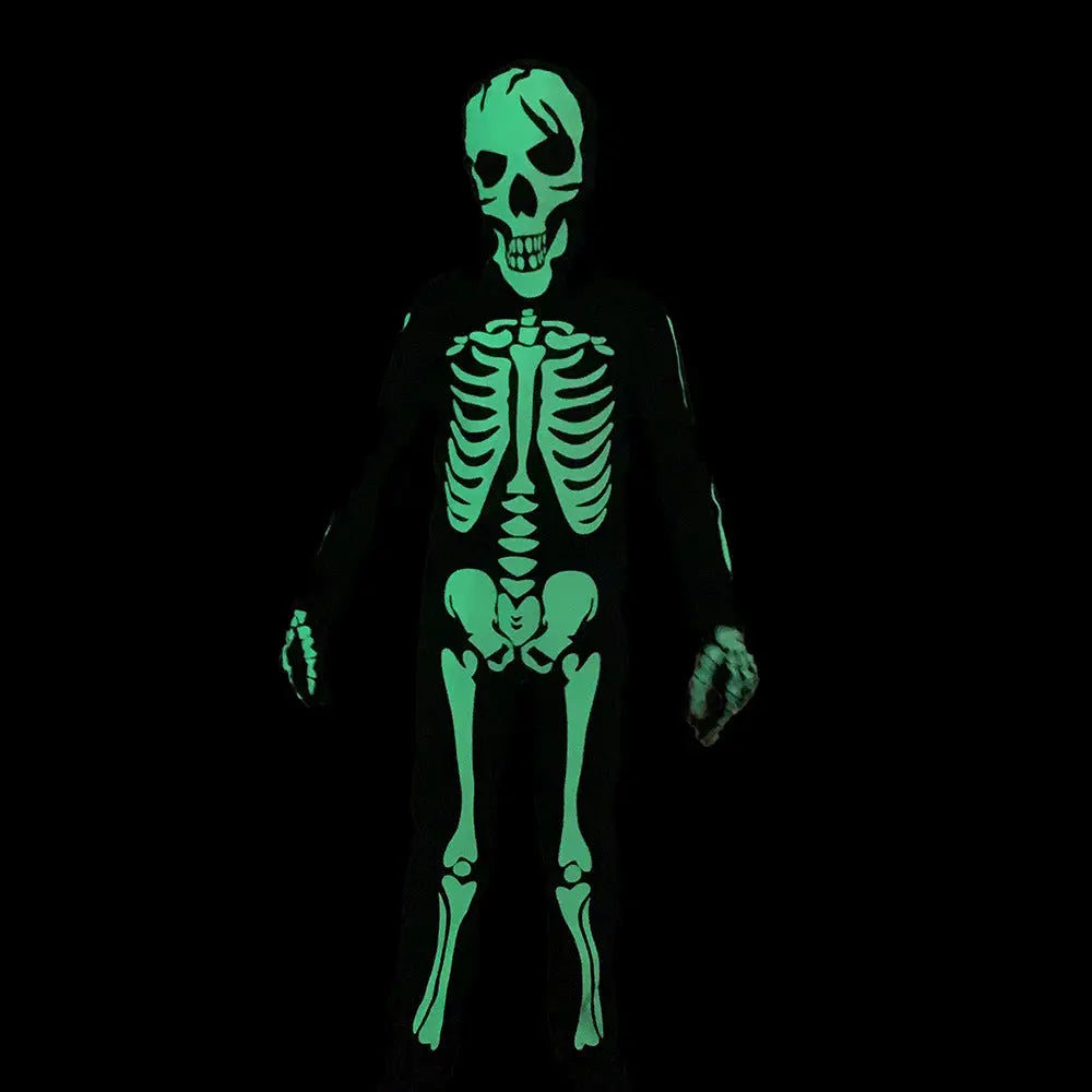 Halloween Skeleton Costume for Kids – Glow-in-the-Dark Full Body Suit – Unisex Sizes 3-10 2