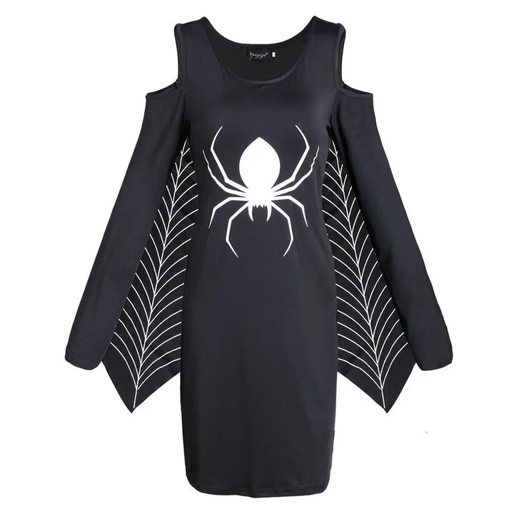 Halloween Spider Costume Dress – Women’s Black Dress with Spider Web Sleeves – Perfect for Parties 1