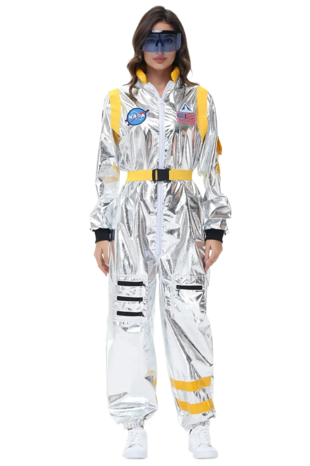 Liora - Shiny Silver Astronaut Costume With Futuristic Design For Halloween And Theme Parties 11