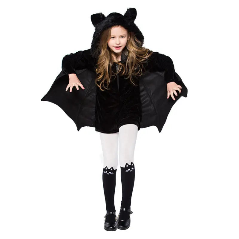 Unisex Halloween Bat Costume for Kids - Soft Fabric Outfit with Hood and Wings for Parties and Trick-or-Treating 1