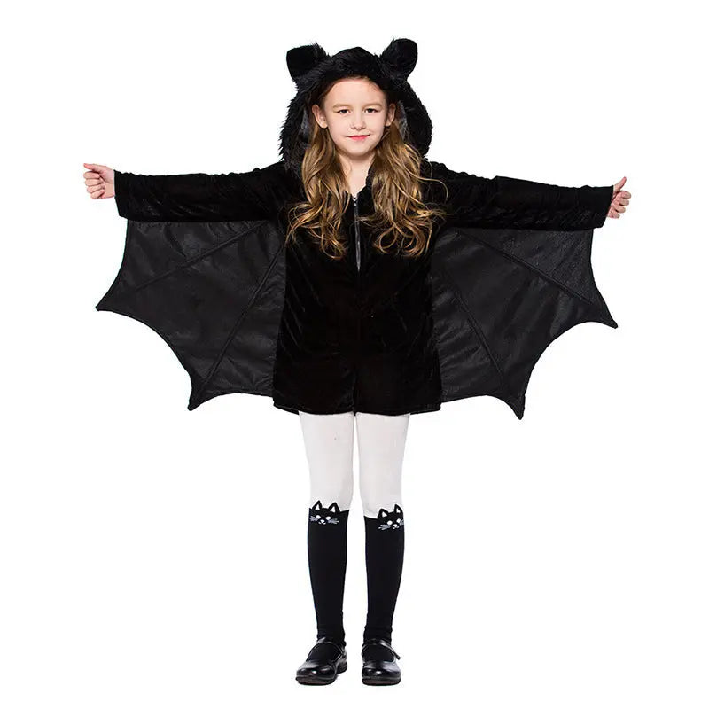 Unisex Halloween Bat Costume for Kids - Soft Fabric Outfit with Hood and Wings for Parties and Trick-or-Treating 3