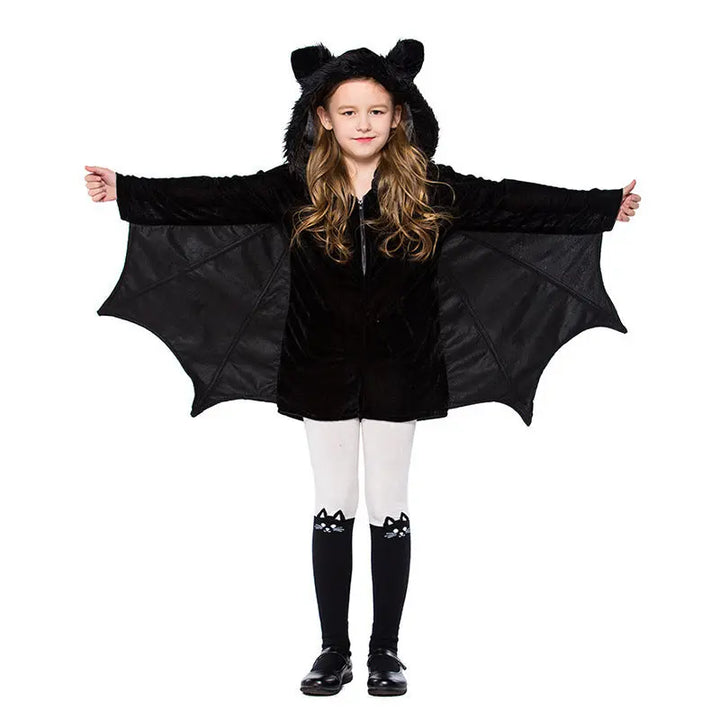 Unisex Halloween Bat Costume for Kids - Soft Fabric Outfit with Hood and Wings for Parties and Trick-or-Treating 3