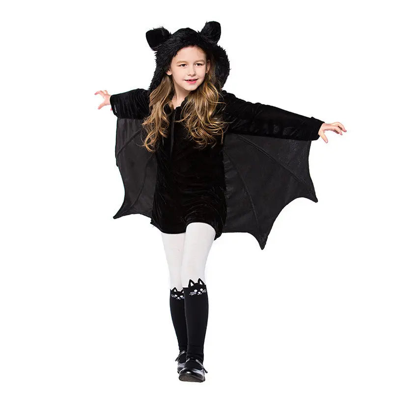 Unisex Halloween Bat Costume for Kids - Soft Fabric Outfit with Hood and Wings for Parties and Trick-or-Treating 4