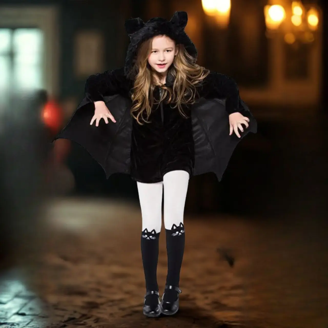 MunaWear - Costumes & Accessories - Halloween Bat Costume – Unisex Kids Outfit for Parties & Trick or Treating - Black / 150cm