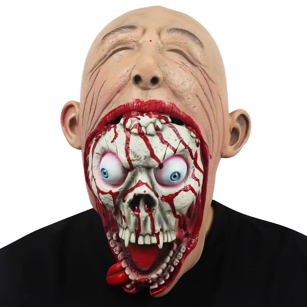 Halloween Big Mouth Latex Mask – Creepy Skull Design for Adults – Perfect for Horror Costumes & Parties 1