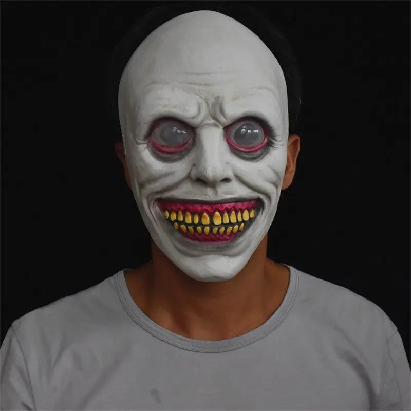 Scary Halloween Demon Mask for Adults – Realistic Latex Mask with White Eyes for Horror Parties and Trick-or-Treating 1