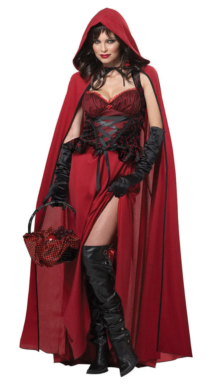 Seductive Little Red Riding Hood Costume for Women – Elegant Dress and Cape Set for Halloween Parties 3