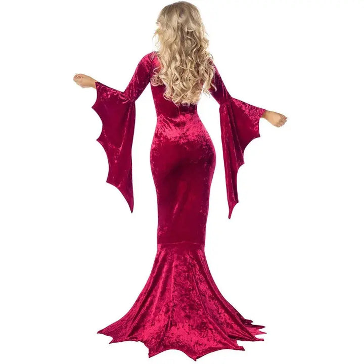 Halloween Morticia Addams Costume – Elegant Gothic Long Train Dress for Women – Perfect for Halloween Parties 3