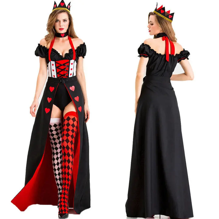 Womens Halloween Queen of Hearts Costume – Playful Dress with Heart Accents, Available in Sizes S–XL 2