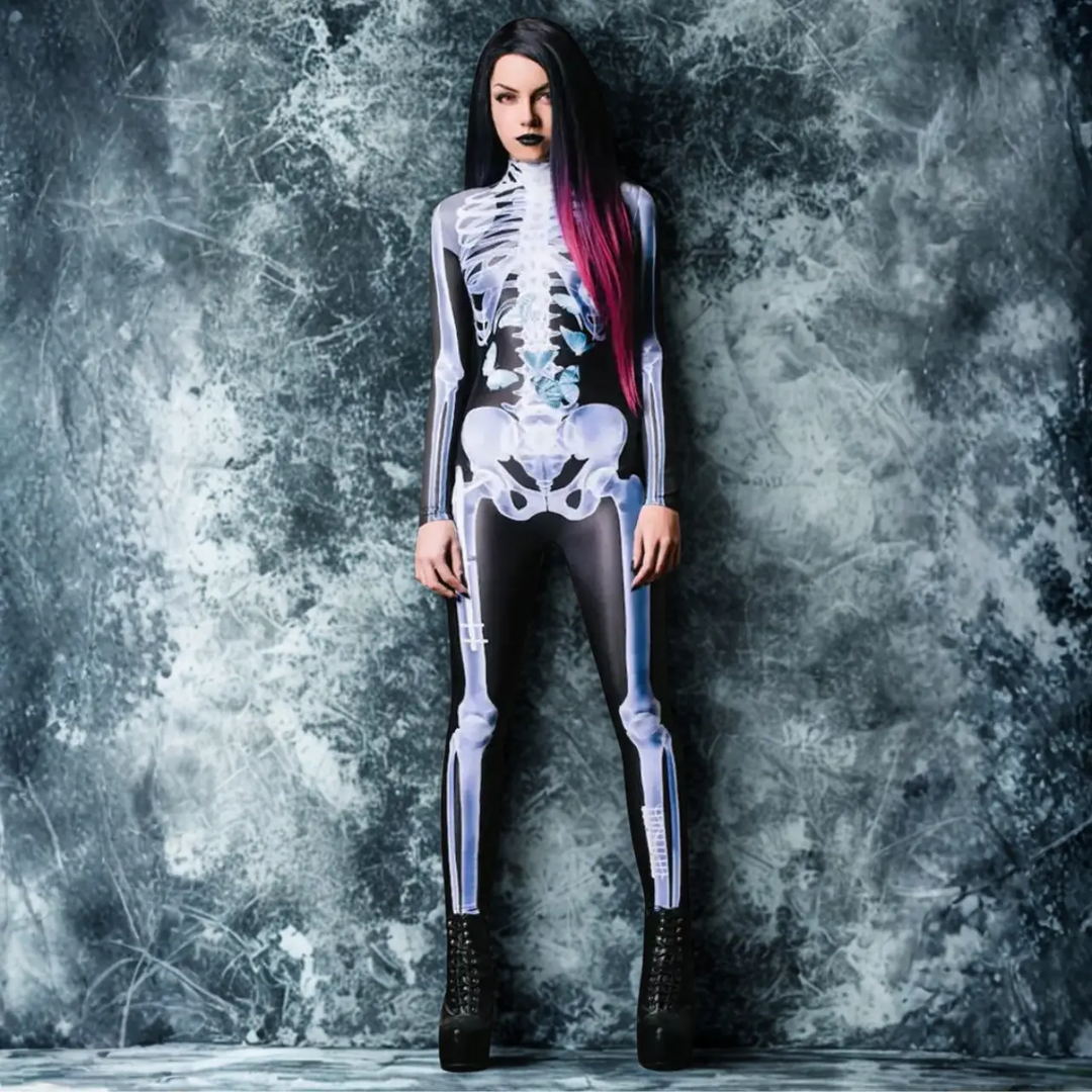 MunaWear - Costumes & Accessories - Halloween Skeleton Costume – Full Body Suit for Men & Women – Unisex Creepy Outfit for Parties -