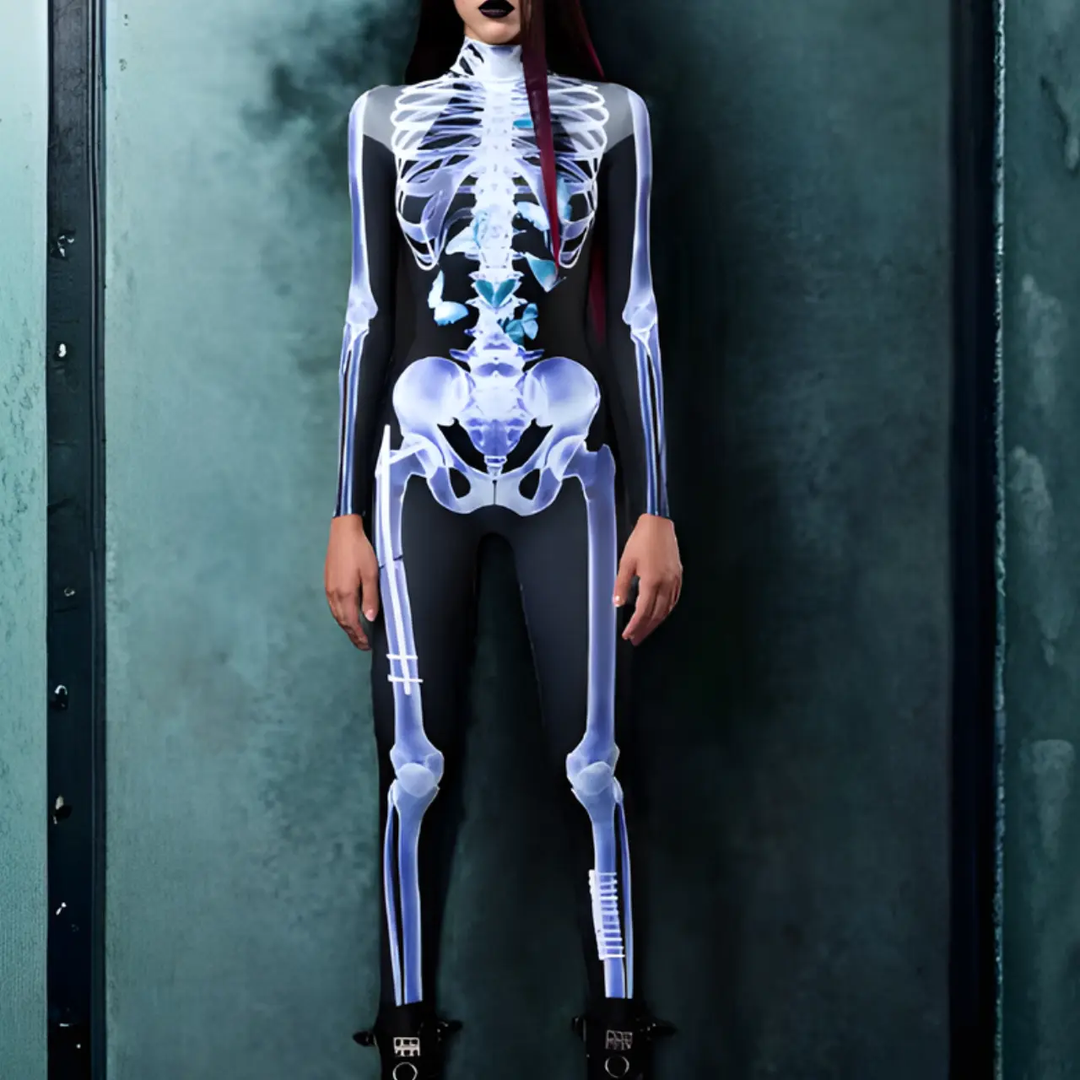 MunaWear - Costumes & Accessories - Halloween Skeleton Costume – Full Body Suit for Men & Women – Unisex Creepy Outfit for Parties -