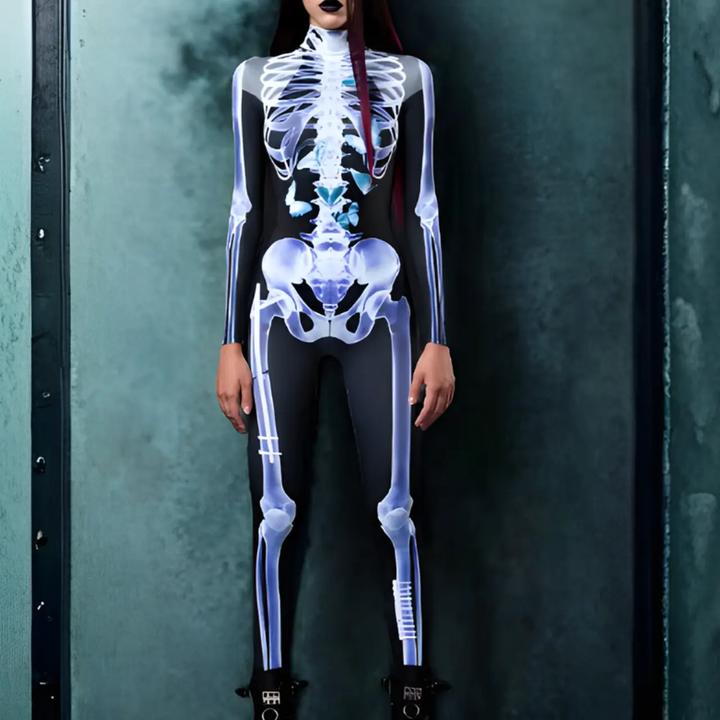 MunaWear - Costumes & Accessories - Halloween Skeleton Costume – Full Body Suit for Men & Women – Unisex Creepy Outfit for Parties -