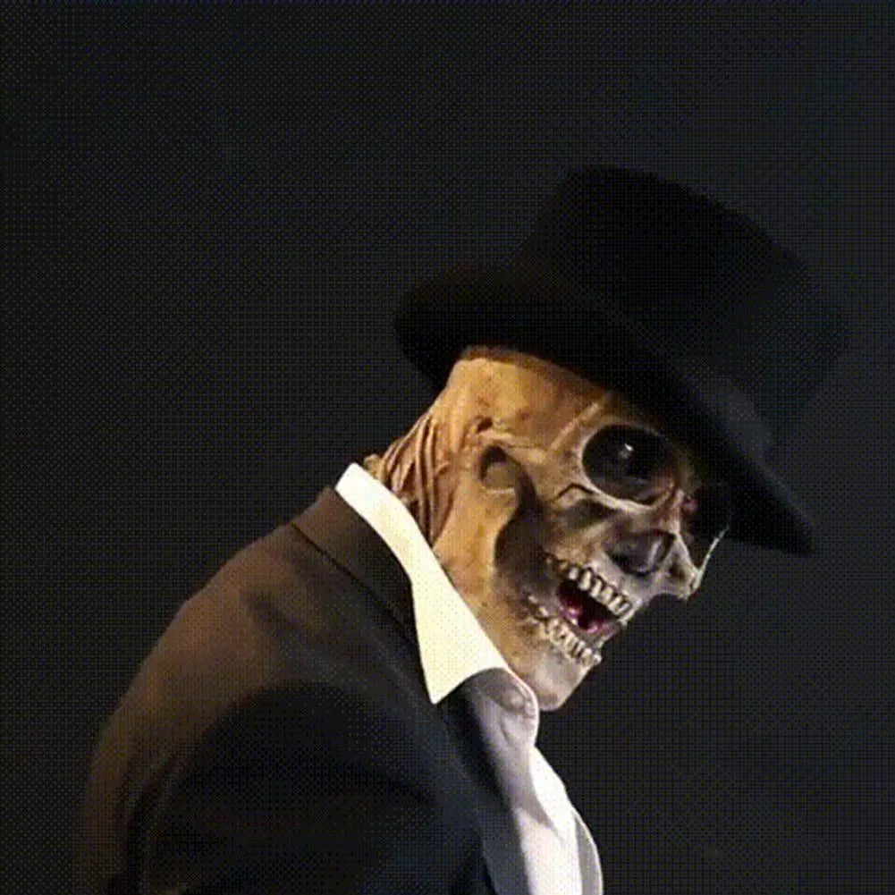 Halloween Skeleton Mask with Elegant Hat – Creepy Headgear for Adults