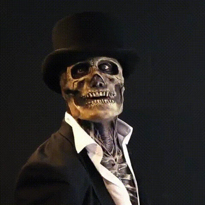 Halloween Skeleton Mask with Elegant Hat – Creepy Headgear for Adults