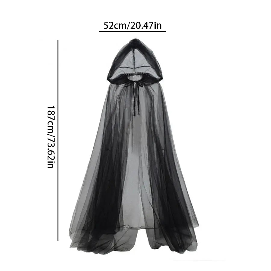 Halloween Witch Cloak – Elegant Black Double Cloak for Cosplay and Parties – Perfect for Spooky Events 4