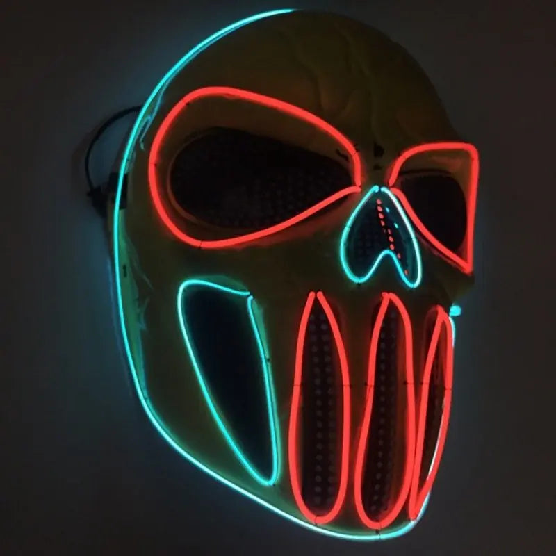 Halloween LED Skull Mask – Neon Light-Up Costume Accessory for Adults 1