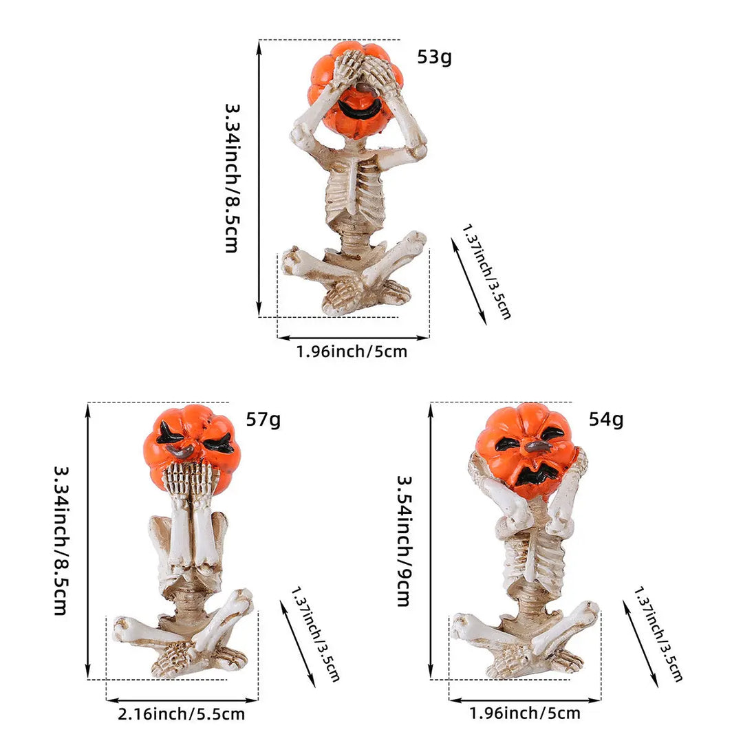 Halloween Pumpkin Head Skeleton Figures – Set of 3 Creepy Decorations for Parties 1