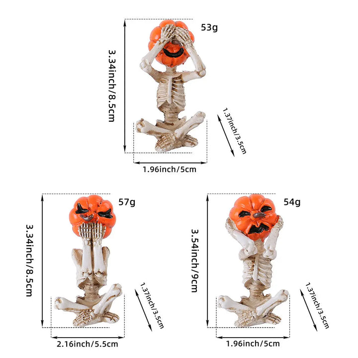 Halloween Pumpkin Head Skeleton Figures – Set of 3 Creepy Decorations for Parties 1