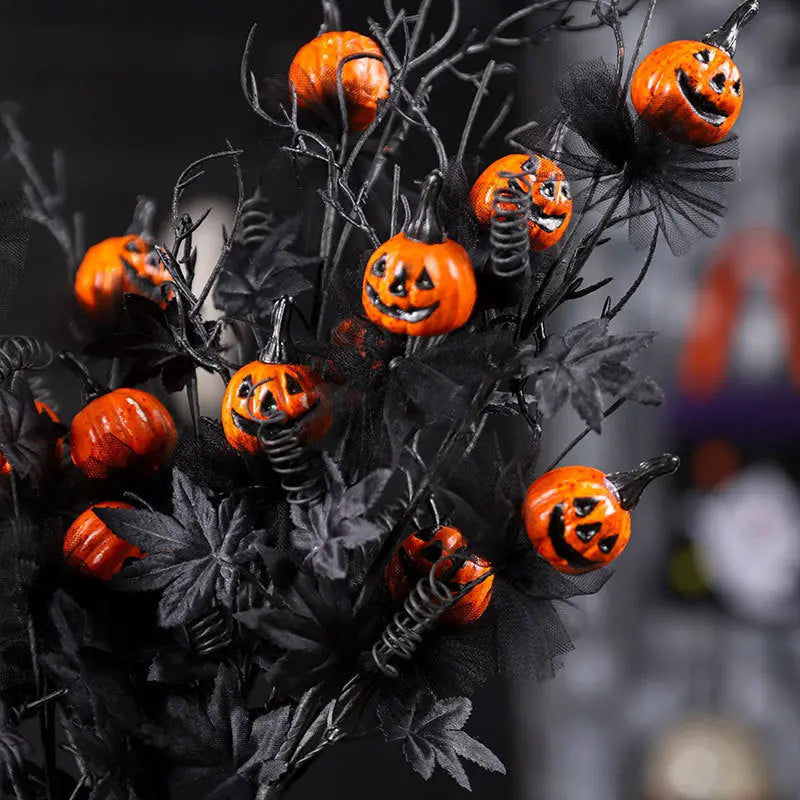 Spooky Pumpkin Branch Decoration – Creepy Halloween Party Accent for Eerie Atmosphere 3