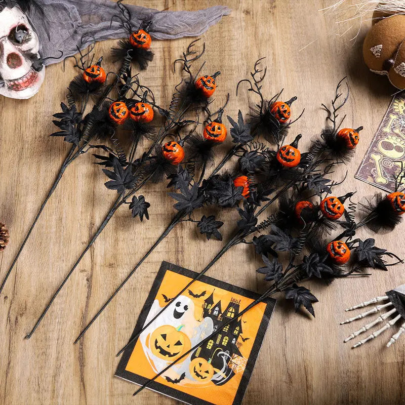 Spooky Pumpkin Branch Decoration – Creepy Halloween Party Accent for Eerie Atmosphere 1
