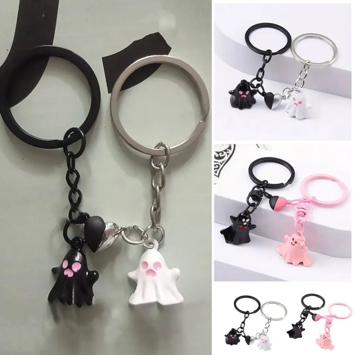 Halloween Keychain Set with Cute Ghosts – Durable Zinc Alloy for Parties, Gifts, and Accessories 2