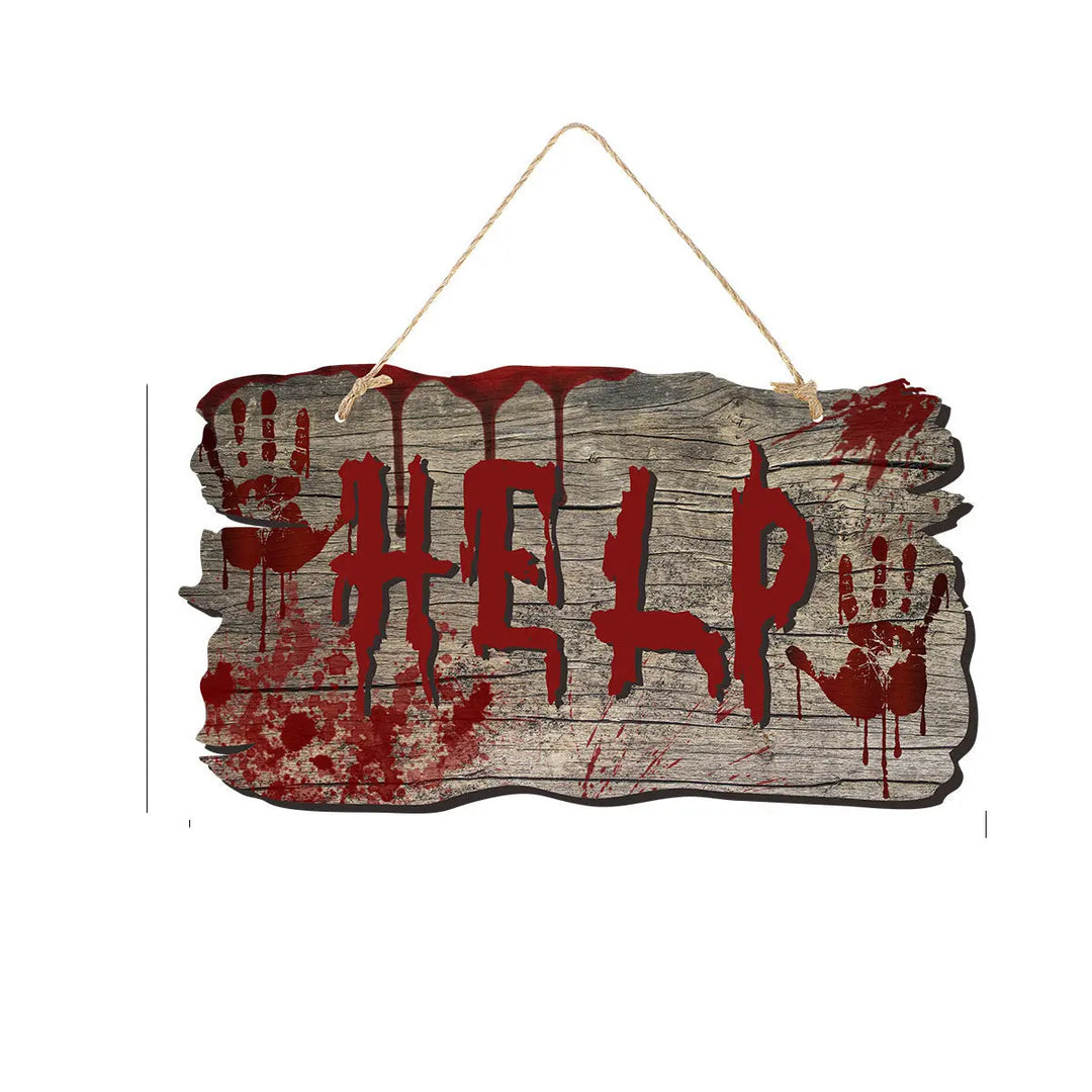Halloween Door Sign Set – Creepy Wood Look Signs for Spooky Decorations 5