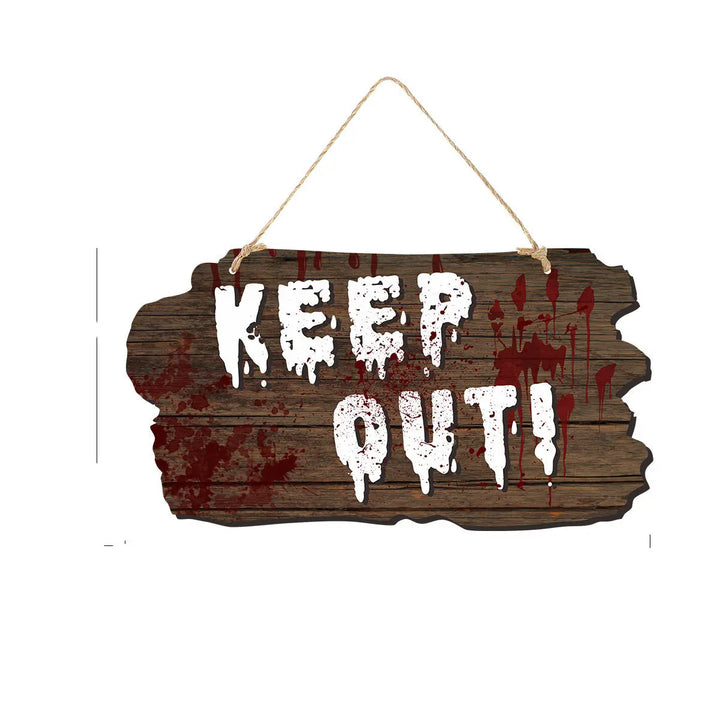 Halloween Door Sign Set – Creepy Wood Look Signs for Spooky Decorations 6